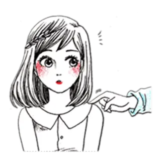 😮 Mädchen, Hand, Zeigen, Skizze, Anime telegram sticker