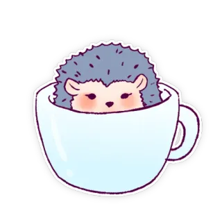 😶 ouriço, xícara, animal, fofo, café, chá telegram sticker