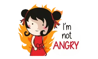 😠 I'm not ANGRY enojado, dibujos animados, chica, rojo, lindo, fuego telegram sticker