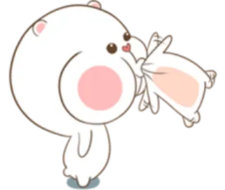 😒 медведь, кролик, милый, подушка, мультфильм, объятие telegram sticker