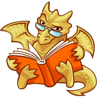 📙 drago, leggere, libro, occhiali, cartone animato, animale whatsapp sticker