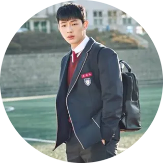 😳 adolescente, uniforme escolar, estudiante, asiático, chico, mochila, coreano telegram sticker