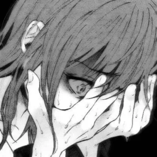 💔 anime, crying, sad, emotional, black and white, manga, depression telegram sticker
