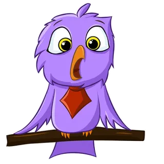😳 búho, pájaro, dibujos animados, morado, animal, mono telegram sticker