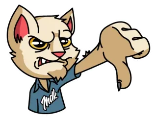 👎 cat, dislike, thumbs down, mdk, cartoon telegram sticker