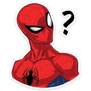 ❓ Spider-Man Spider-Man, Marvel, superhero, question mark, cartoon telegram sticker