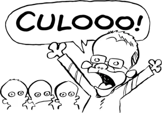 🍑 CULOOO! dibujos animados, gritando, gafas, gracioso, cómic, expresión telegram sticker