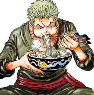 🍜 Zoro One Piece Anime, One Piece, Roronoa Zoro, Jedzenie, Ramen, Żywność telegram sticker