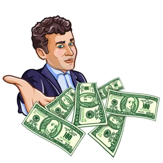 🤑 เงิน, ดอลลาร์, ความมั่งคั่ง, รวย, สกุลเงิน, การเงิน, เงินสด whatsapp sticker