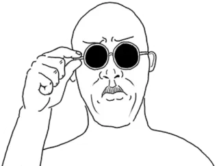 😎 man, glasses, portrait, bald, mustache, illustration telegram sticker