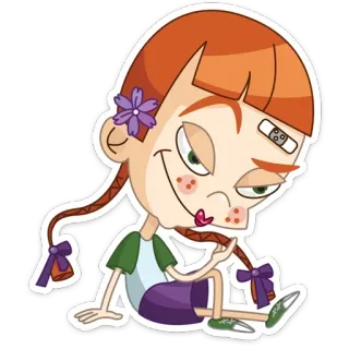 😘 cartoon, girl, character, pigtails, sticker, female telegram sticker