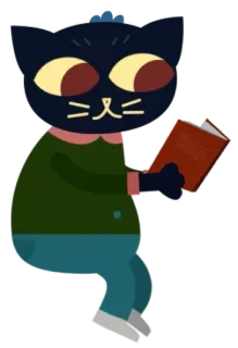 📖 Mae Borowski Night in the Woods gato, lendo, animal, desenho animado, livro, Mae, Night in the Woods whatsapp sticker