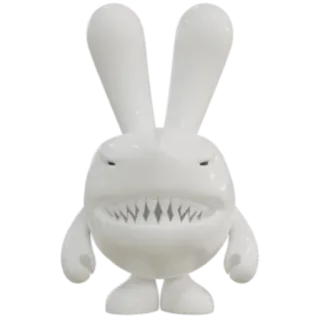 🦈 ของเล่น, น่ากลัว, กระต่าย, กระต่าย, ฟิกเกอร์, ศิลปะ, ขาว telegram sticker