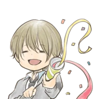 🎉 anime, manga, hoạt hình, lễ kỷ niệm, hoa giấy, tiệc, vui vẻ, hạnh phúc telegram sticker