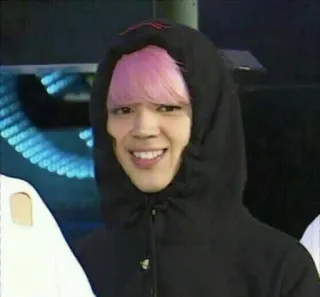 🤭 Jimin kpop, singer, pink hair, hoodie, funny face, bts telegram sticker