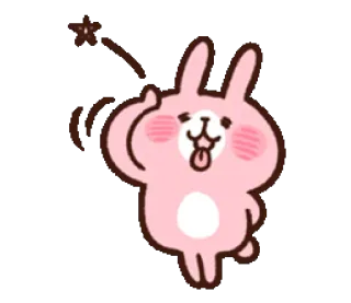😝 konijn, roze, schattig, dier, kawaii, sticker whatsapp sticker