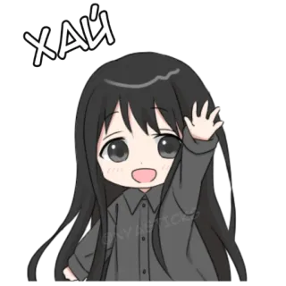✋ ХАЙ salutation, signe de la main, animé, fille, hai, dessin animé telegram sticker