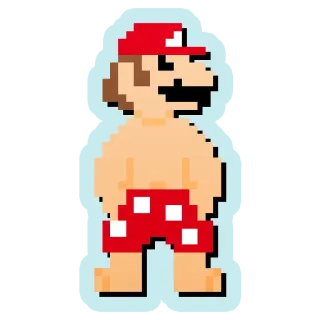 🌞 Mario Mario, Nintendo, Maillot de bain, Pixel art telegram sticker