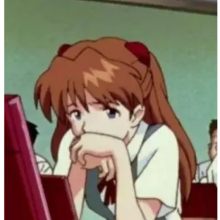 😶 Asuka Langley Soryu Neon Genesis Evangelion Anime, Evangelion, Asuka, Triste, Escuela, Dibujos animados telegram sticker