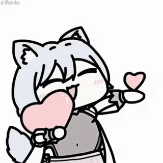 ❤️ chat, cœur, kawaii, animé whatsapp sticker