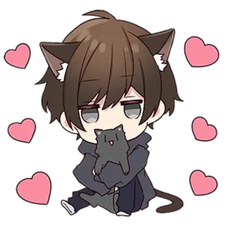 🥰 Аниме, Кот, Каваий, Чиби, Милый, Сердечки telegram sticker