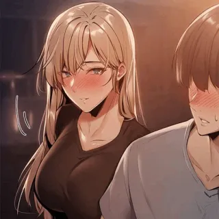 🌒 anime, woman, blush, couple telegram sticker