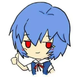 💙 Rei Ayanami Neon Genesis Evangelion anime, rei, evangelion, character, thumbs up telegram sticker