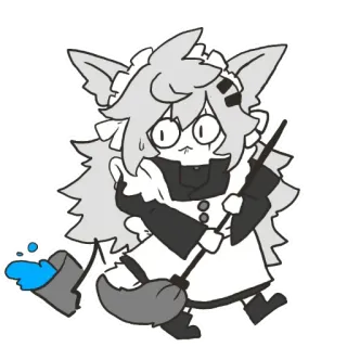 🧹 anime, cat, maid, cleaning, cute, sticker telegram sticker