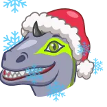 🎅 dinosaurier, weihnachtsmütze, weihnachten, winter, schnee, festlich, cartoon whatsapp sticker