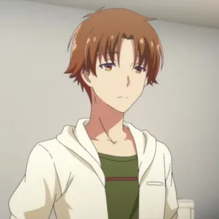 🎲 Ayanokoji Kiyotaka Classroom of the Elite Anime, Adolescente, Estudante, Sério, Cabelo castanho whatsapp sticker