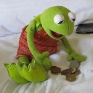 💸 Kermit 科米蛙, 青蛙, 木偶, 硬币, 悲伤, 贫困, 钱 telegram sticker