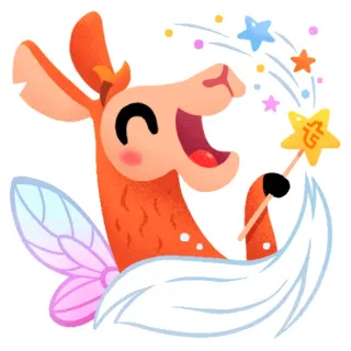 🦄 llama, peri, sihir, bintang, unik, kartun, imut telegram sticker