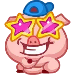 🤩 schwein, cartoon, stern sonnenbrille, tier, niedlich telegram sticker