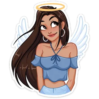 😇 angelo, ali, aureola, donna, cartone animato, adesivo telegram sticker