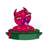 🥵 demon, cartoon, devil, red, character, pot telegram sticker