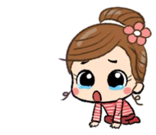 😢 desenho animado, chorando, triste, menina, lágrimas telegram sticker