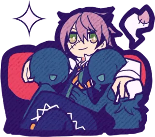 😉 anime, cartoon, sticker, purple hair, stitches, cute, character telegram sticker