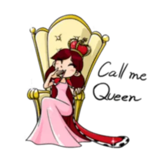 👑 Call me Queen queen, cartoon, crown, throne, princess, royalty, female telegram sticker