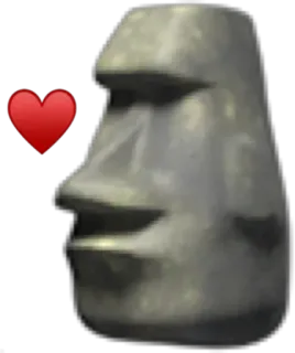 🗿 โมไอ, เกาะอีสเตอร์, รูปปั้น, หัวใจ, อิโมจิ, หิน telegram sticker