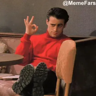 👌 Joey Tribbiani Friends @MemeFars มีม, โจอี ทริบเบียนี, เฟรนส์, รายการทีวี, ตลก, ยุค 90 telegram sticker