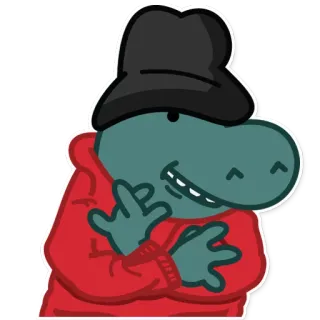😎 cartoon, dinosaur, middle finger, offensive, gesture, hoodie, hat telegram sticker