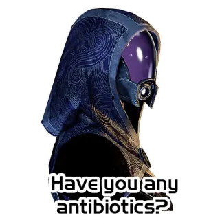 💊 Tali'Zorah Mass Effect Have you any antibiotics? quarian, Tali, biotik, Mass Effect, armor, helm telegram sticker