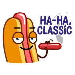 😏 HA-HA. CLASSIC Bánh mì kẹp xúc xích, Đồ ăn, Hoạt hình, Hài hước, Sự hài hước telegram sticker