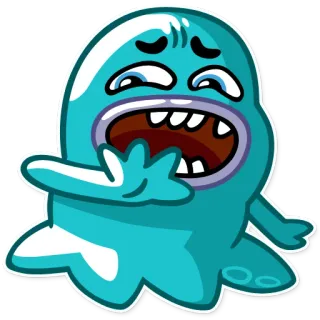 😣 cartoon, monster, blue, expression, funny, cute telegram sticker