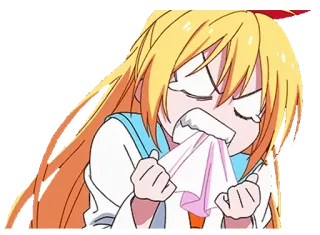 😡 Anime, Fille, En colère, Qui pleure, Fille d'anime, Blonde, Cheveux blonds telegram sticker