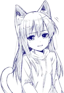 😨 Anime, Gadis kucing, Neko, Lucu, Kawaii, Kartun telegram sticker