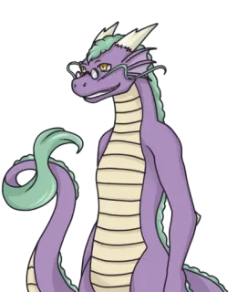😁 dragón, furry, antropomórfico, gafas, dibujos animados whatsapp sticker