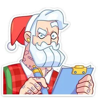 😡 Santa Claus Papá Noel, Navidad, fiestas, pegatina, tatuado, festivo, dibujos animados telegram sticker