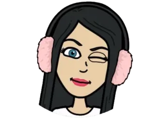 😉 Cartoon, Ohrenschützer, Zwinkern, Bitmoji, Mädchen telegram sticker
