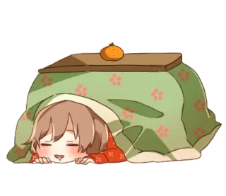 👩 Anime, Mädchen, Kotatsu, Gemütlich, Süß telegram sticker